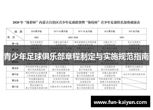 青少年足球俱乐部章程制定与实施规范指南