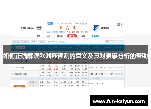 如何正确解读欧洲杯预测的意义及其对赛事分析的帮助